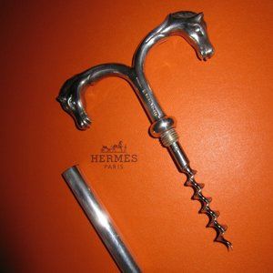 Hermes silver plated double horse head corkscrew